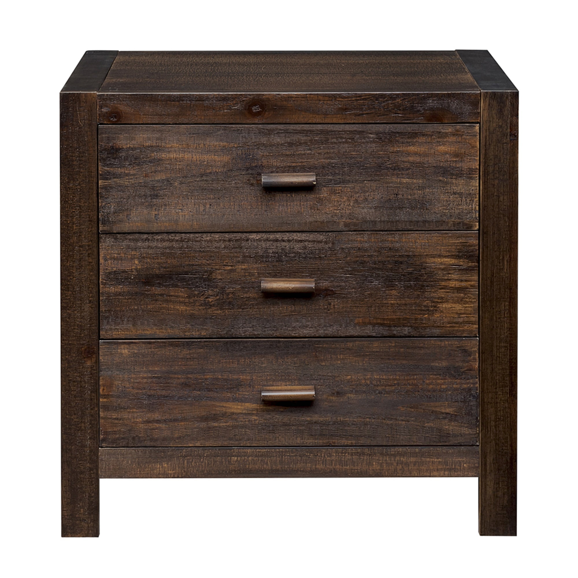 Kadyn Solid Wood Nightstand with 3 Drawers, Vintage Decorative Side Table, Farmhouse Style, Living Room Bedroom Desk Side Table, Classic Nightstand with Solid Wood Wood Legs, Rustic Brown Kadyn Solid Wood Nightstand with 3 Drawers, Vintage Decorative Side Table, Farmhouse Style, Living Room Bedroom Desk Side Table, Classic Nightstand with Solid Wood Wood Legs, Rustic Brown