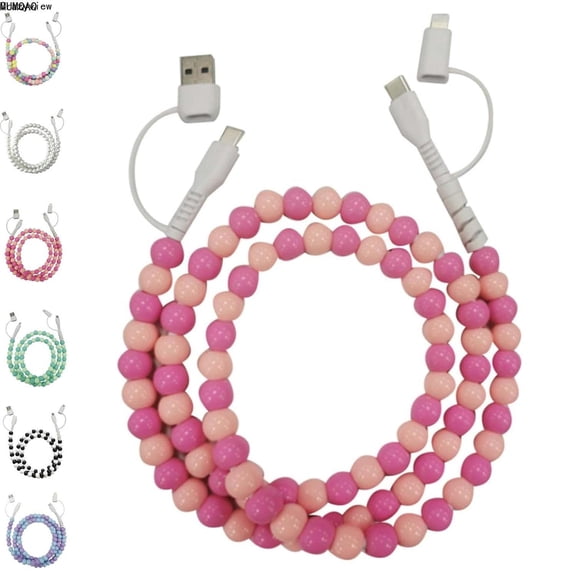 Crazyview Beaded Charging Cord, 3.3ft Fast 4 in 1 Multi Beaded Charger Cord, 2 in 1 Cute Beaded Phone Charging Cable, Universal