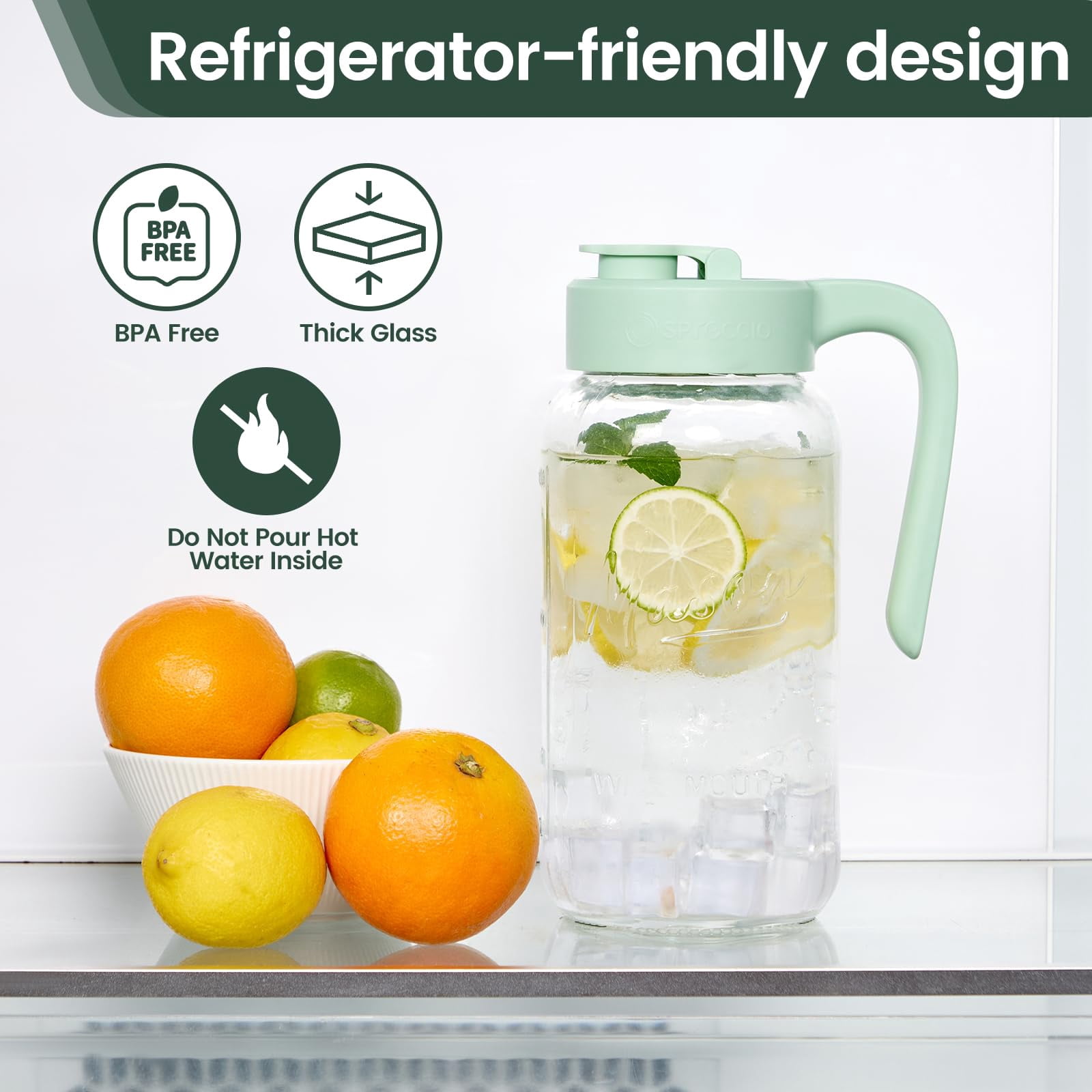 Mason Jar Pitcher - Airtight & Leakproof Glass With Lid  For Breastmilk Cold Brew And Sun Tea 2 Quart (64 Oz) Pour Spout