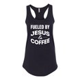 thumbnail image 2 of Fueled by Jesus and Coffee Funny Christian | Womens Inspirational/Christian Jersey Racerback Tank Top, Black, Small, 2 of 3