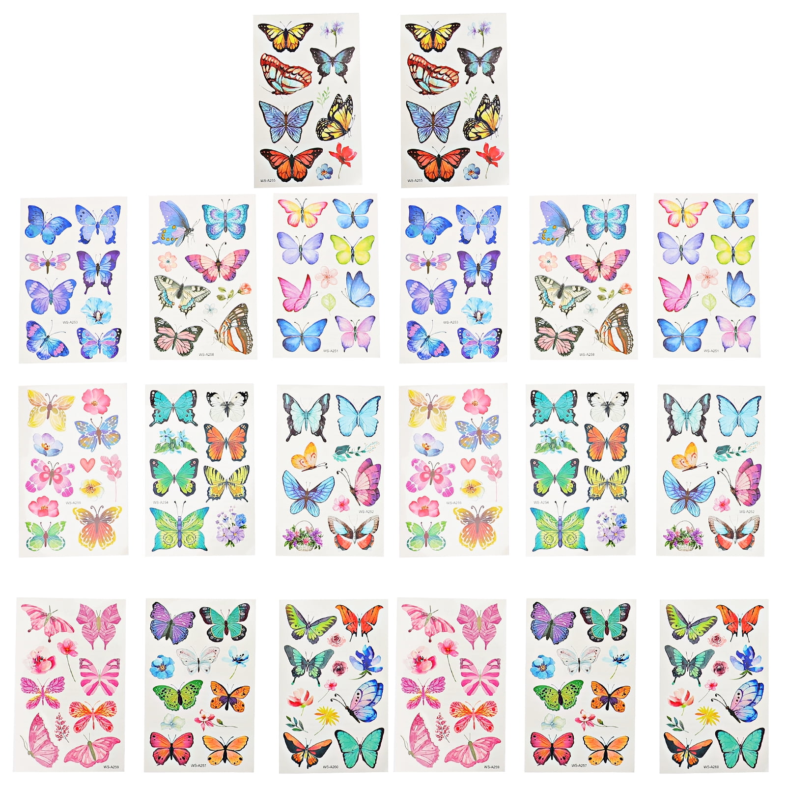 20 Sheets Butterflies Temporary Tattoos Body Fake Tattoos for Women