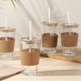 thumbnail image 2 of Mr. Coffee 4-Pack 15oz Latte Brown Glass Tumblers with Lids and Straws – Reusable Iced Coffee Cups – Dishwasher Safe – To-Go Drinkware Water Glasses, 2 of 10