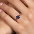 thumbnail image 4 of Gem Stone King 10K White Gold Blue Sapphire and Red Ruby 3-Stone Ring for Women | 2.11 Cttw | Oval 8X6MM | Gemstone September Birthstone | Size 8, 4 of 6
