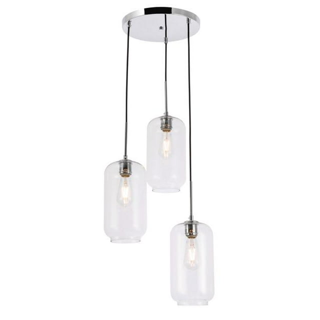 Living District LD2278C Collier 3 Light Chrome & Clear Glass Pendant