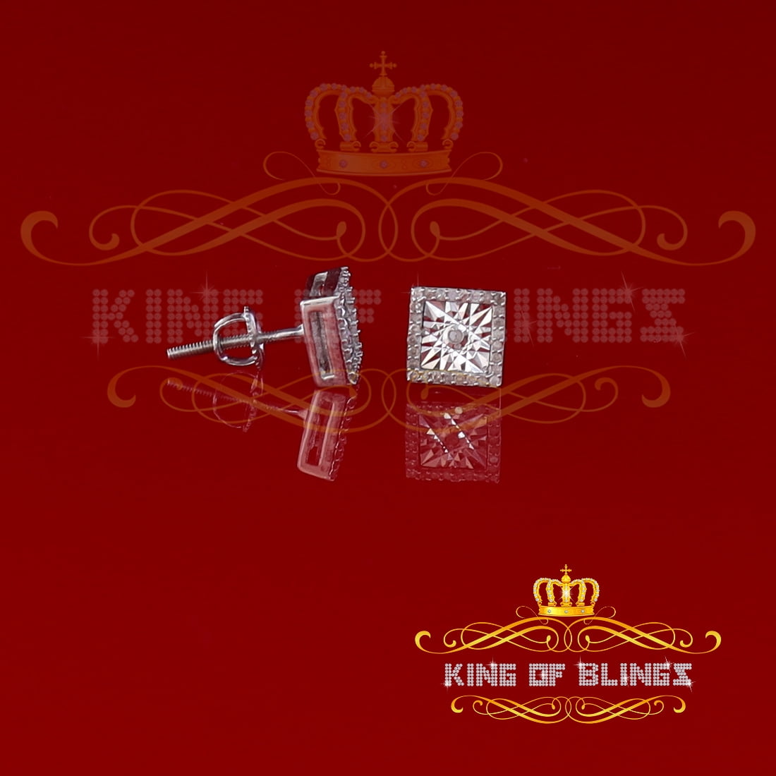 King of Bling's Aretes Para Hombre 925 White Silver 0.15ct Diamond Women's/ Men's Stud Earrings