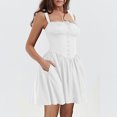 thumbnail image 2 of IROINNID Rollbacks Party Dresses for Women Holiday Night Sexy Sweet Lace Lace Strap Dress Mini Dress,White, 2 of 6