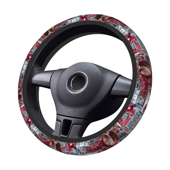 Iron-Man Steering Wheel Cover Elastic Stretch Breathable Vehicle Steering Wheel Protector Car Interior Accessories