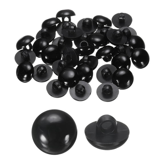 Uxcell 50pcs Plastic Buttons 0.47" Mushroom Domed Sewing Button with Shank, Black