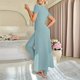 thumbnail image 4 of Pincandy Women's Solid Color Pajama Set - Crew Neck Short Sleeve Top & Pants, Casual & Comfortable for Homewear, 4 of 5