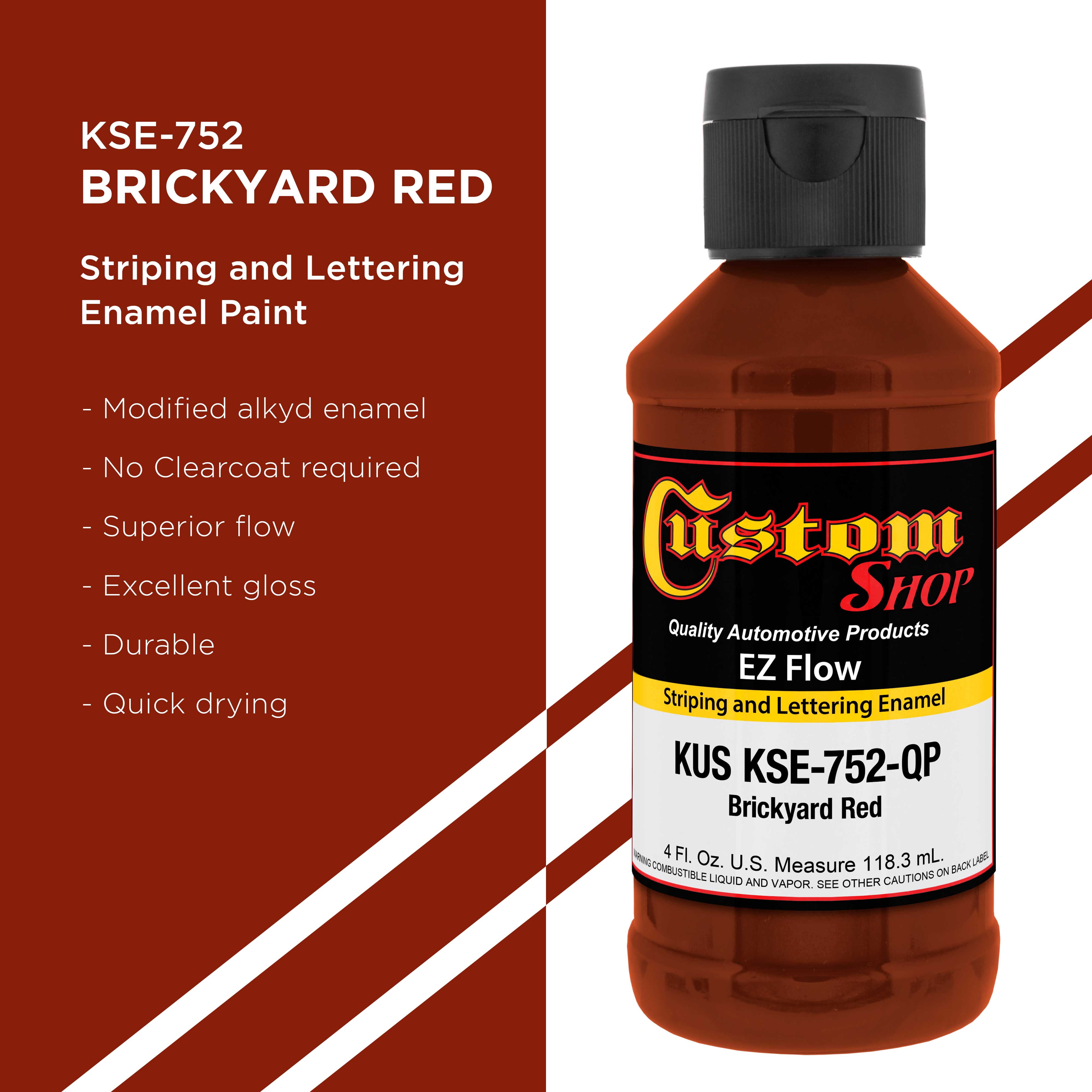 Custom Shop Brickyard Red - Ez-Flow Striping & Lettering Enamel, 1/4 Pint