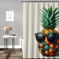 thumbnail image 2 of GOSMITH Pineapple Summer Watercolor Pineapple Wears Glasses Pattern Tropical Fruit Shower Curtain White, 2 of 6