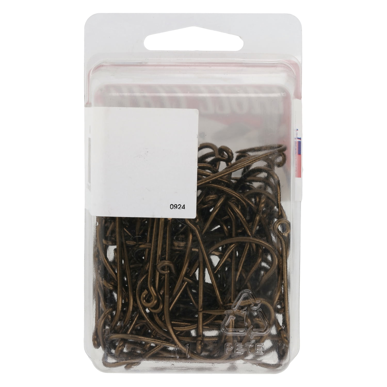 Eagle Claw Straight Eye Plain Shank Offset Hook, 100pk, Bronze, Size 5/0