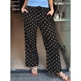 thumbnail image 6 of Polka Dot Pants Women Y2K Print High Waisted Drawstring Wide Leg Pants Vintage Boyfriend Pants Black XL, 6 of 9