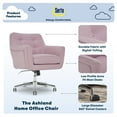 thumbnail image 3 of Serta Ashland Office Desk Chair, Mid-Back Button Tufted, Memory Foam Cushion, Chrome Swivel Base, Lilac Twill Fabric, 3 of 10