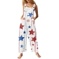thumbnail image 2 of Iaqnaocc 4th of July Women's Jumpsuits Independence Day American Flag Stars Sleeveless Wide Leg Jumpers Freedom Adjustable Strap Jumpsuits Baggy Overalls Royal Blue XL, 2 of 5