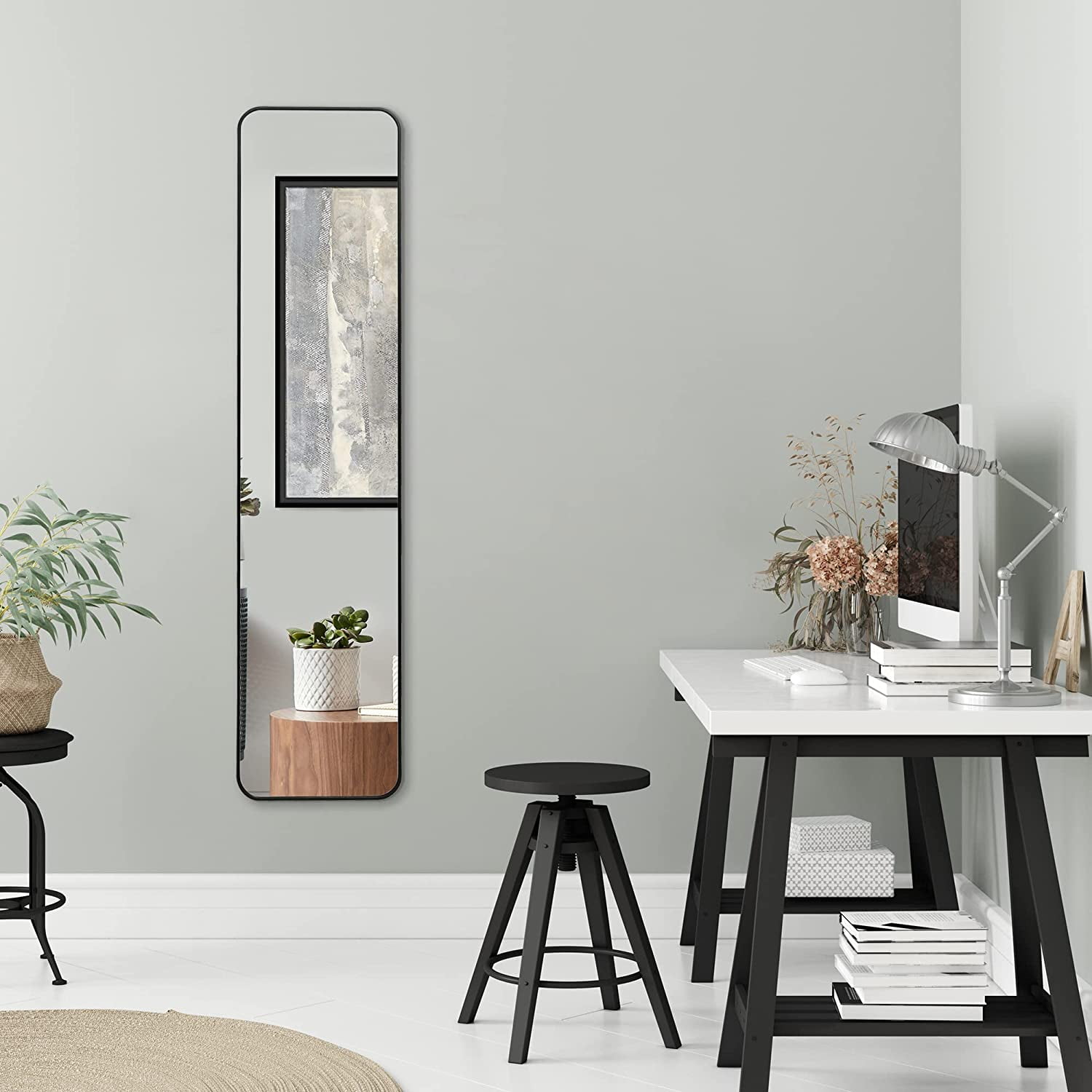 Americanflat Full Length Mirror - 14" x 59" Large Full Body Mirror for Bedroom, Living Room - 5ft Tall Floor Mirror Full Length - Black