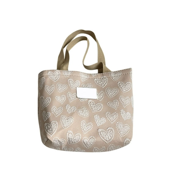 Cinvoph Tote Bag for Women Foldable Handbag Zipper Closure Decorative Heart Trendy Shoulder Bag Large Capacity Work Commuters Tote Bag for Office Travel Weekend Trips, Khaki