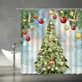 thumbnail image 2 of Winter Forest Shower Curtain Merry Christmas Pine Tree Blue Xmas Balls White Snow Snowflake Fabric Bathroom Curtains Decor Set with Hook(72" WX72 H), 2 of 4