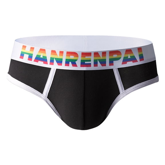 WAVSUF Summer Briefs Mens Solid Color Comfort Underpants Comfortable Ventilation Briefs Black Size XL