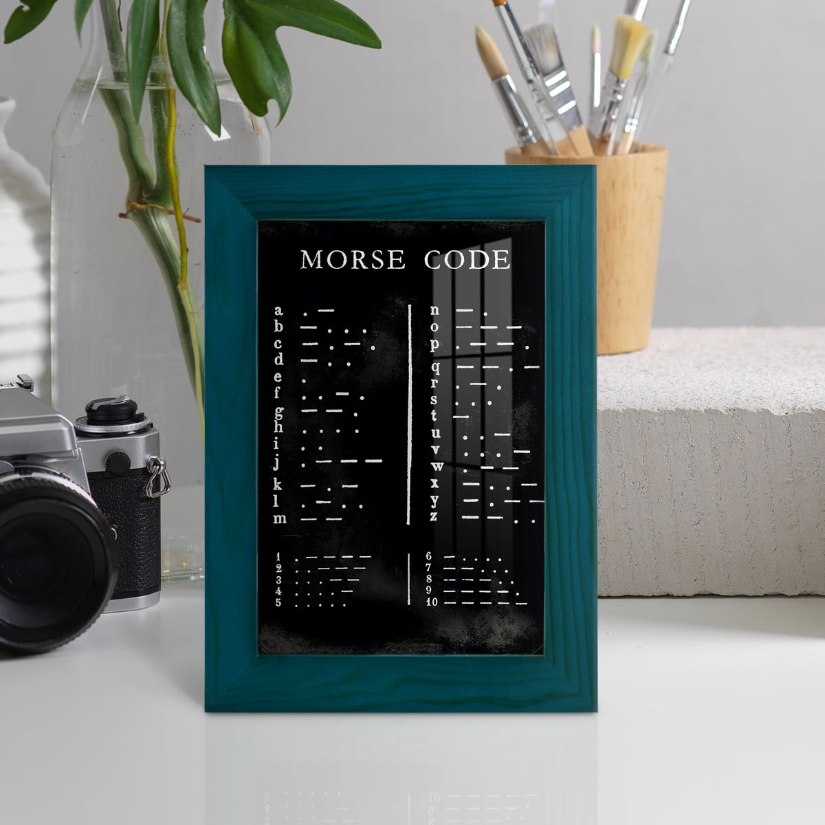 Morse Code Chart - Framed Print w/glass - Ocean Blue
