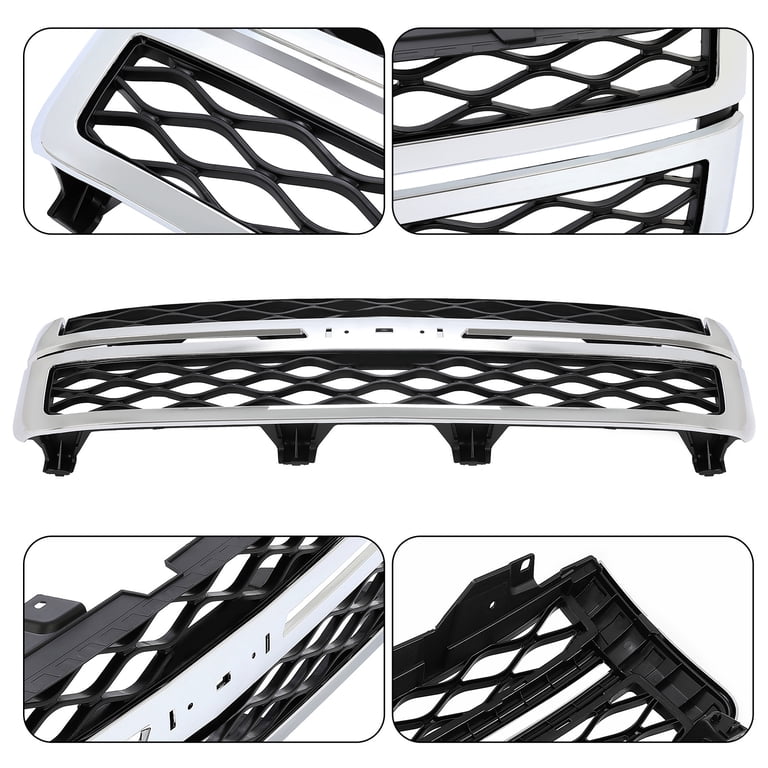 POWECHOX Front Upper Honeycomb Grille Chrome Compatible with GMC Sierra 2500HD 3500 HD 2011 2012 2013 2014 Models,Front Grill, Replacement: # 20966057