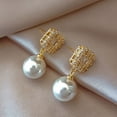 thumbnail image 4 of 2024 New French Design Sterling Silver Zircon Pearl Earrings - Elegant and Trendy Studs for Women, 4 of 5