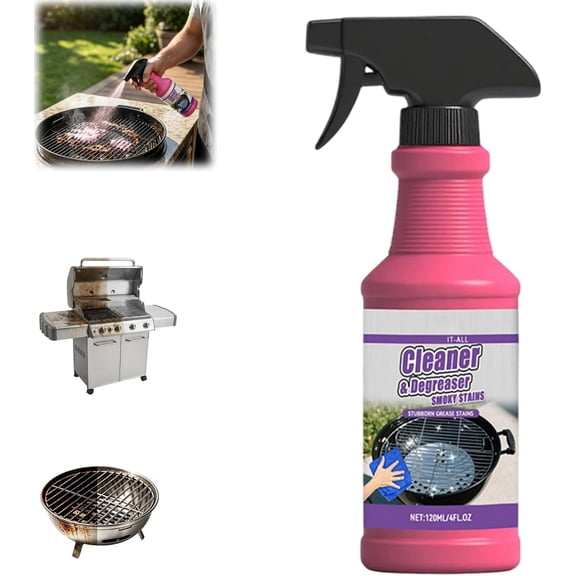 Fast-Acting Heavy-Duty Grill Degreaser Spray, 120 Ml BBQ Grill Cleaner, Multi-surface Barbecue Degreaser, Quick Foaming, For Stainless Steel, Oven Racks, Griddles (1PCS)