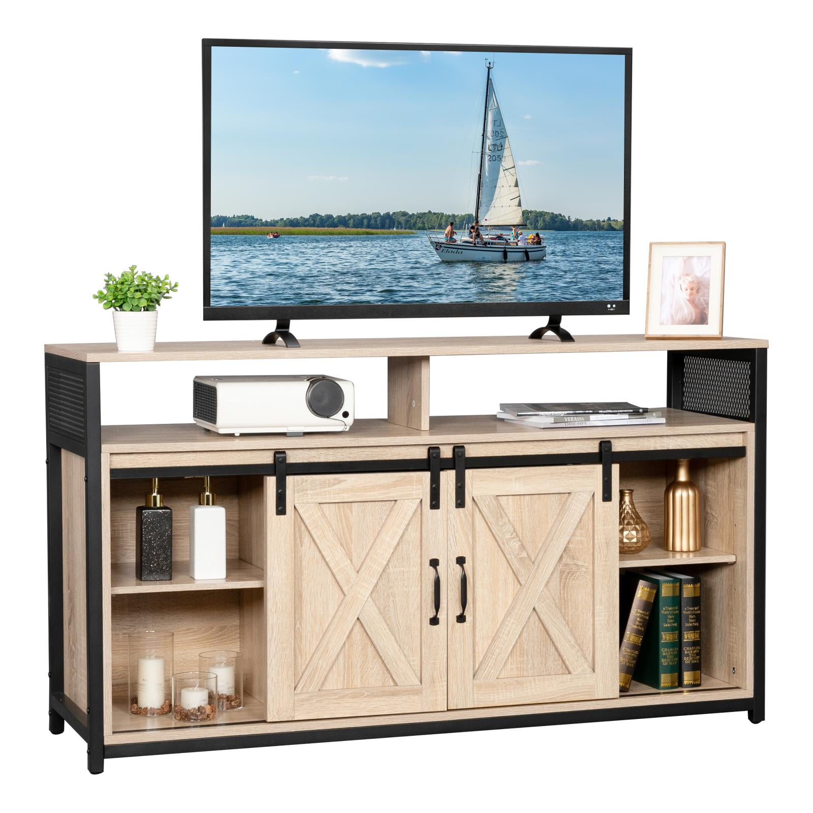 Ktaxon TV Stand For 55 Inch TV With Barn Doors Farmhouse Wood ktaxon-tv-stand-for-55-inch-tv-with-barn-doors-farmhouse-wood