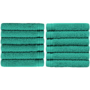 Premium 12 Pieces Towel Set - 12 exclusive Washcloths Towels|Fingertip Towels 13" X 13" - Color: Teal Blue 100% Cotton |Machine Washable high Absorbency | by Weidemans