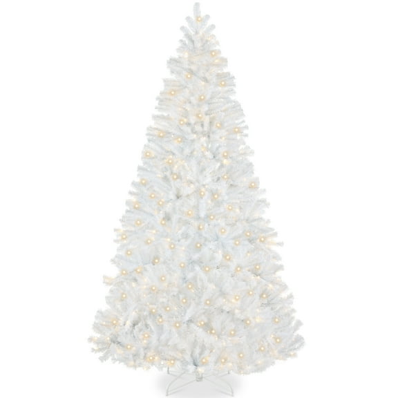 Best Choice Products Artificial Christmas Tree, 6ft Premium Pre-Lit Spruce Design, Dense Branches White Spruce