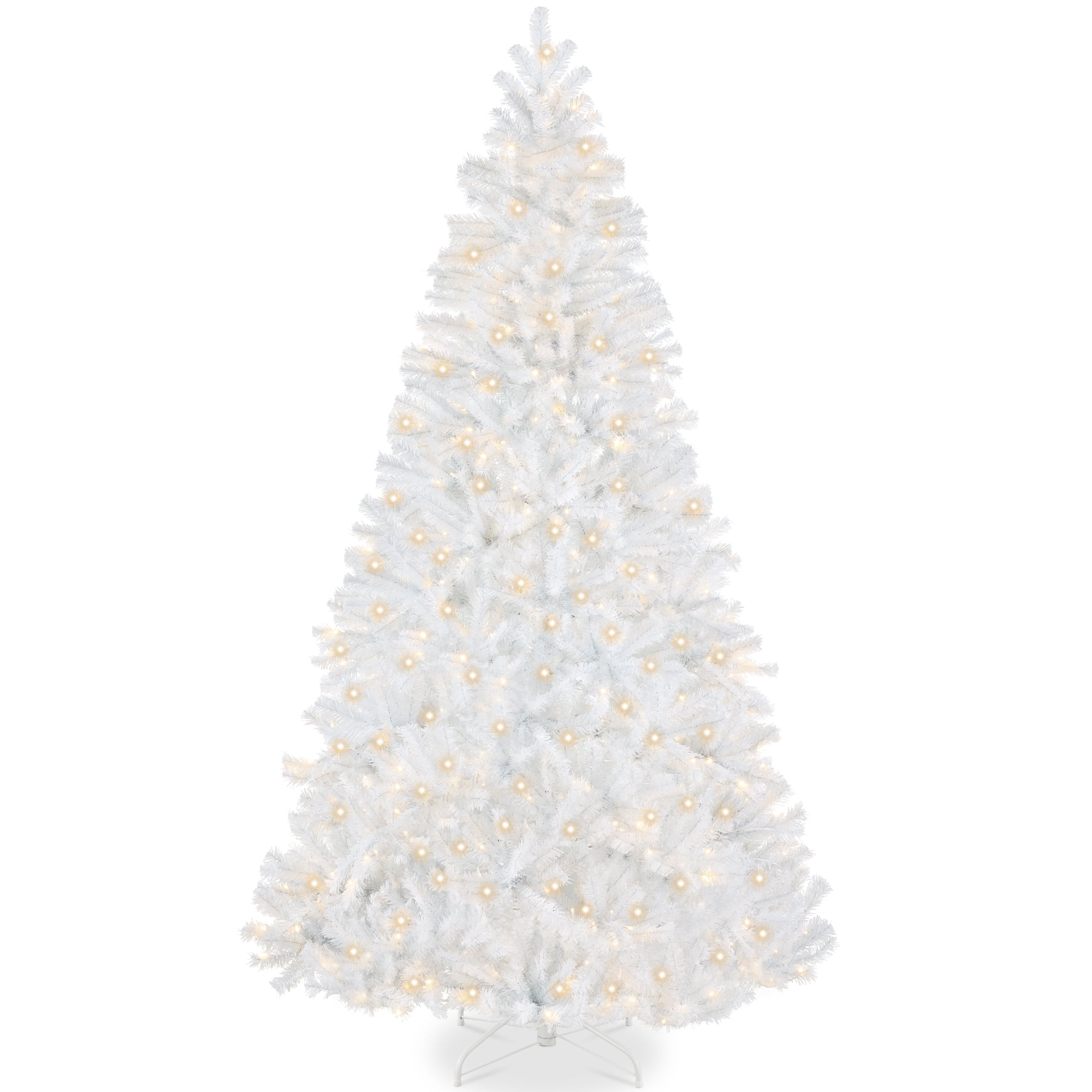 Best Choice Products Artificial Christmas Tree, 6ft Premium Pre-Lit Spruce Design, Dense Branches White Spruce