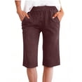 thumbnail image 3 of TAGOLD Womens Summer Shorts Denim Look Drawstring Knee Length Solid Color Casual Summer Shorts, 3 of 5