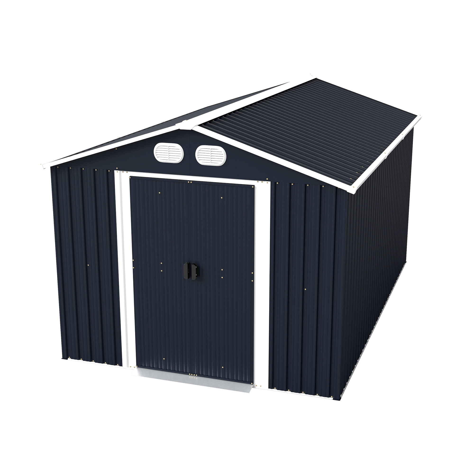 Leumius 8x12 FT Outdoor Metal Storage Shed, Large Storage Sheds with Sturdy Frame Structure, Metal Garden Tool Shed with Lockable Door for Garden Lawn Backyard Dark Gray