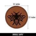 thumbnail image 2 of Bee Drawing 2.5" Faux Leather Round Engraved Iron-On Patch - Brown, 2 of 6
