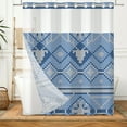 thumbnail image 2 of MIZHONA Blue Shower Curtain with Snap in Liner,Gemoetric Fabric Bathroom Curtain,71"× 74", 2 of 6