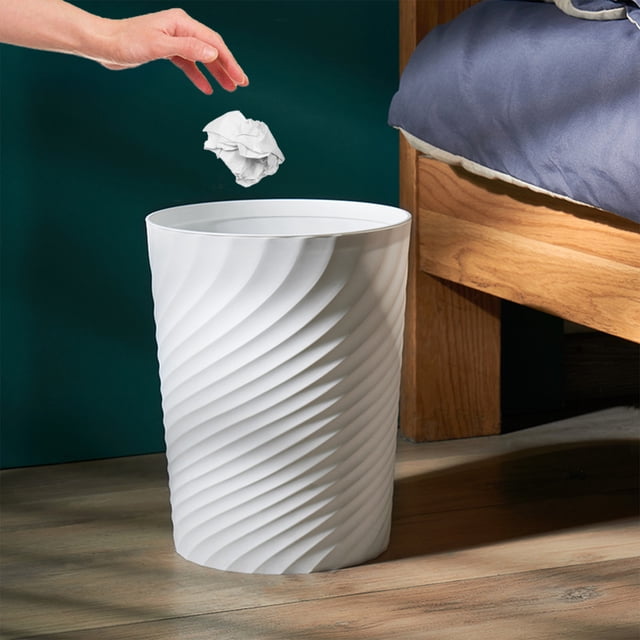 Fiudx Papelera de Rayas, Diseño Moderno En Espiral, de Plástico Delgado y Compacto, Ideal para Baño, Cocina y Oficina, Fácil de Limpiar, 23,7 X 19,3 X 30,8 Cm.