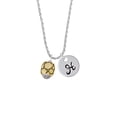 thumbnail image 2 of Delight Jewelry Goldtone Flat Pebbles Spinner Silvertone Script Initial Disc - H - Charm Necklace, 20"+3", 2 of 4