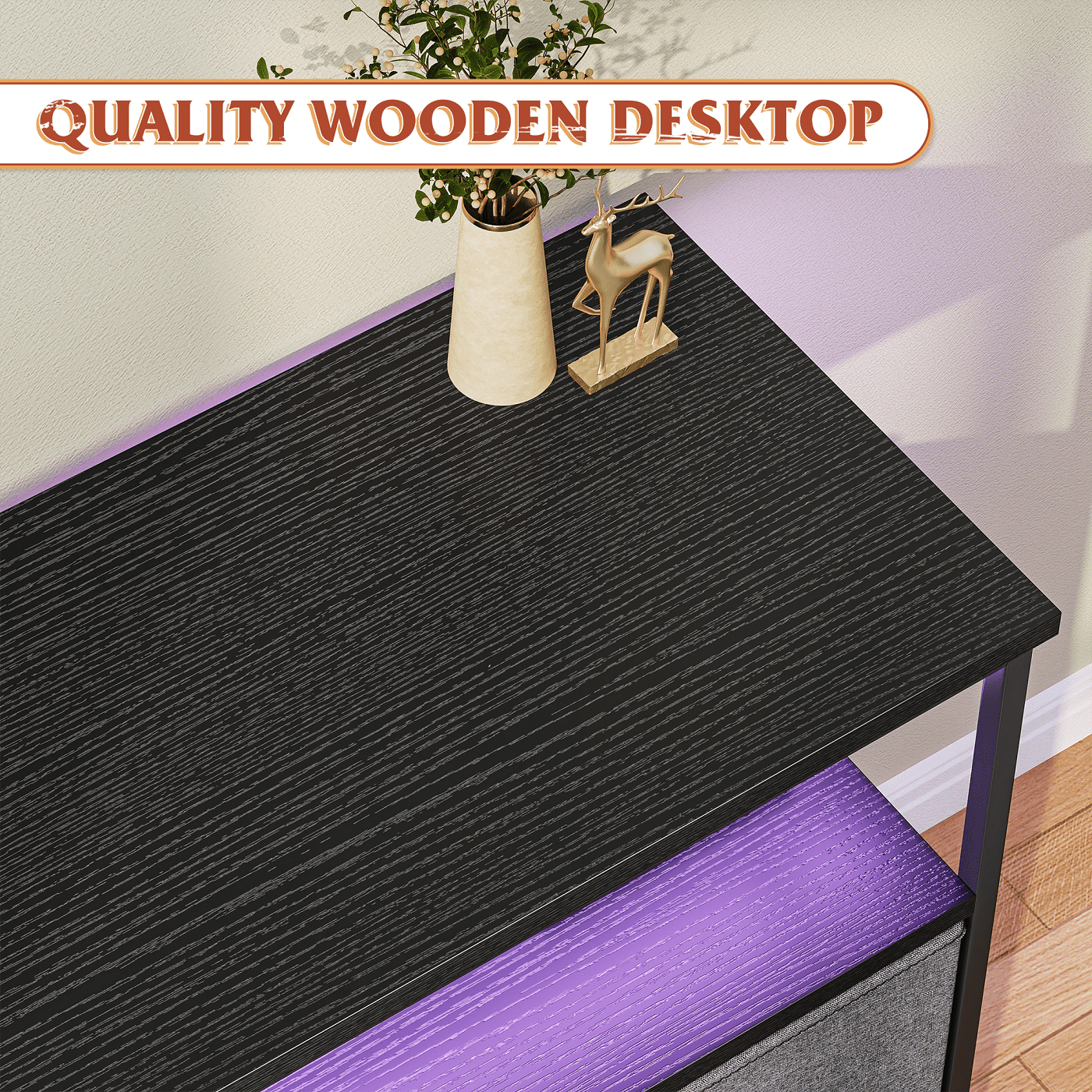 EnHomee Wide Dresser with 5 Drawers TV Stand for 50"Inch TV,Dressers for Bedroom with LED Lights & Power Outlets,Gray
