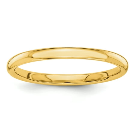 - 14k Yellow Gold 2mm Wedding Ring Band Size 8.00 Classic Domed