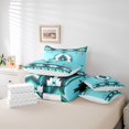 thumbnail image 6 of Manfei Ancient Aztec Theme 7-Piece Bedding Comforter Set,Boho Tribal Gemetric King Bedding Sets,Cyan White Bed Sheets For Adults,Ultra Soft Home Decor Reversible, 6 of 8