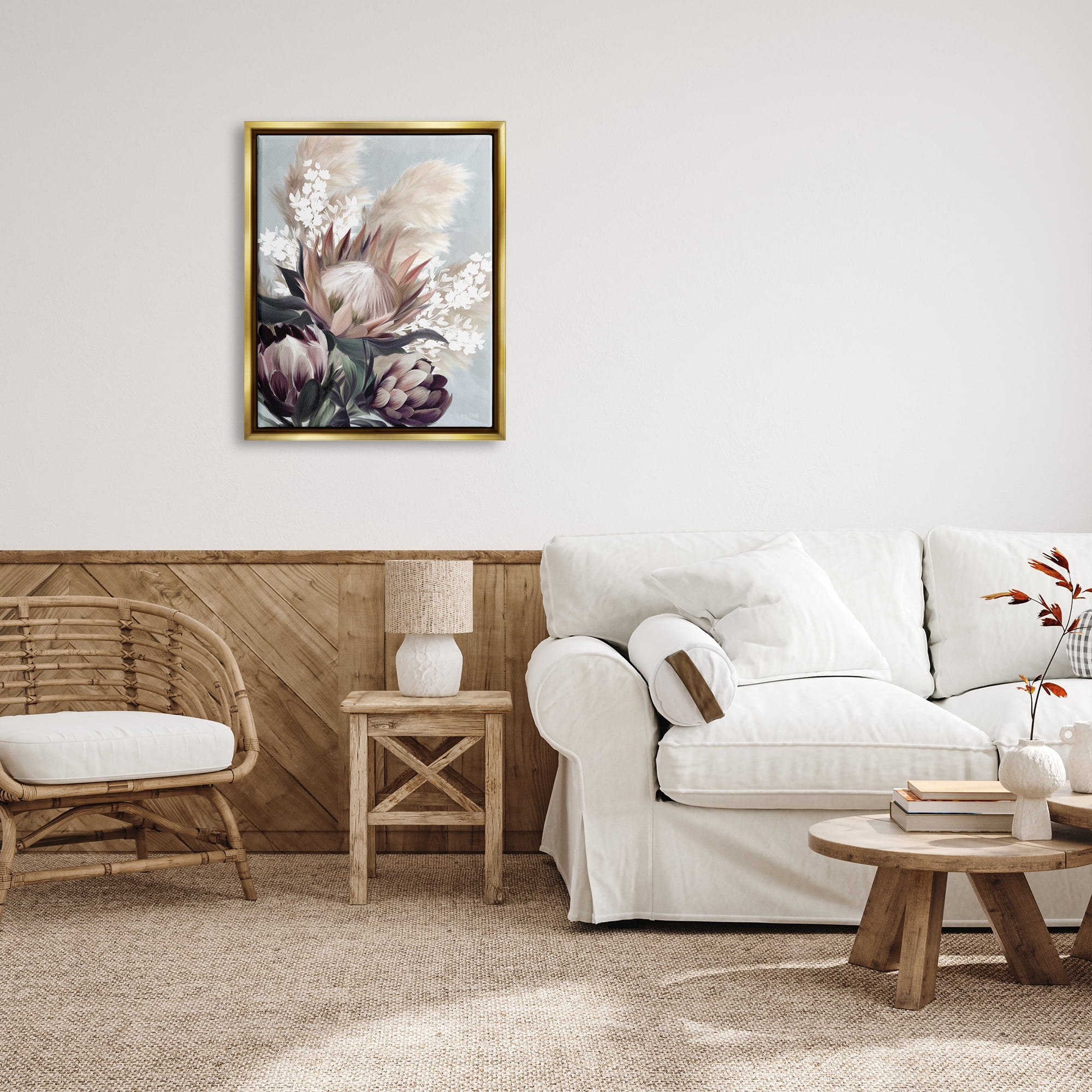 Stupell Industries Close Up Country Plants Botanical & Floral Painting Gold Floater Framed Canvas Art Print Wall Art, 25 x 31