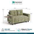 thumbnail image 2 of LINSY HOME 57.4" Modular Sectional Loveseat Sofa with Storage & Foldable Side Table for Small Spaces, 2-Seat Sofa with USB Charging for Living Room, Chenille Green, 2 of 10