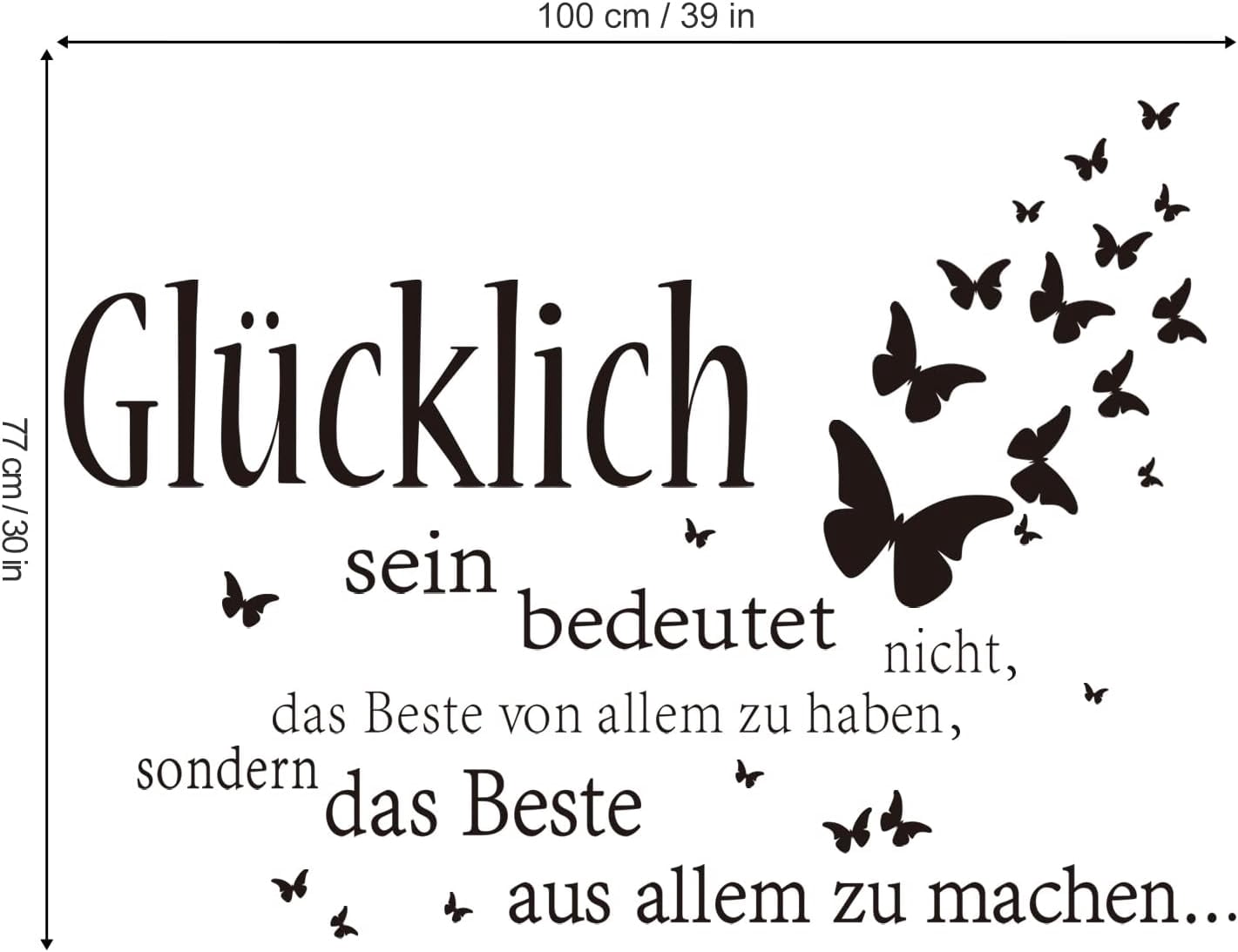 QTH Wall Stickers Written and Phrases Wall Sticker Quotes Black Butterfly Wall Stickers for Bedroom Living Room Office