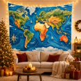 thumbnail image 3 of World Map with Sailboats and Compass Rose, Adventurous Watercolor for Travel Lovers, Map Wall Art, Graduation Gift, Tapestry Wall Hanging for Study Room and Office, 3 of 7