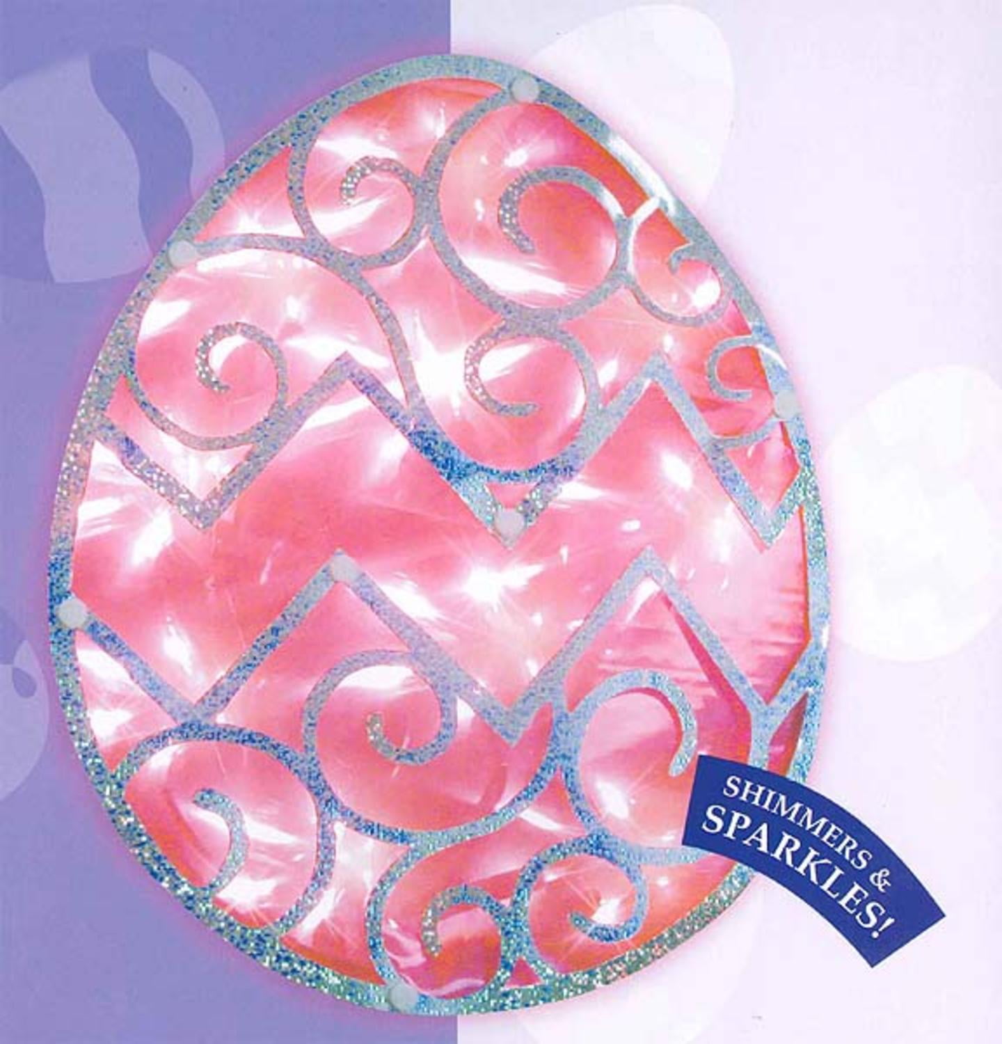 12" Lighted Pink Easter Egg Window Silhouette Decoration