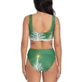 thumbnail image 3 of Kdxio Christmas Green Print Women's 2 Piece High Waisted Wrap Spaghetti Strap Summer Swimsuit Bikini Set-XX-Large, 3 of 7