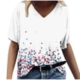 thumbnail image 2 of Lilgiuy Basic V Neck Tops for Women Middle Sleeve Casual Loose Blouse Print Summer T-Shirt, 2 of 5