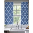 thumbnail image 2 of Dark Blue Morocco Sheer Curtains 63 Inch Length 2 Panels for Living Room, Ethnic Abstract Geometric Quatrefoil Grid Voile Kitchen Curtain Set, Luxury Privacy Drapes Window Treatment for Bedroom, 2 of 7