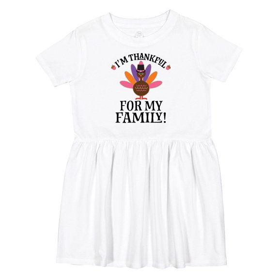 Inktastic Thanksgiving Girl Turkey Thankful for Family Girls Toddler Dress
