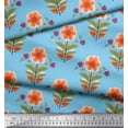 thumbnail image 3 of Soimoi Blue Cotton Duck Fabric Leaves & Flower Print Fabric by Yard 42 Inch Wide, 3 of 3